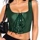 Renaissance Corsets Leather, Lace Up Overbust,  Sexy Tops, Size 6