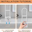 Bathtub Safety Rail, White Bathtub Rail Handle Clamp Railing Bath Grab Bar - Adjustable Shower Hand Grip Handle Assist Grab Bar for Bathroom and Showers, Grab Bar for Elderly and Seniors