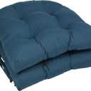 Blazing Needles 16-inch Twill Rounded Back Chair Cushion, 16" x 16", Indigo 2 Count