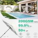 JEAREY 11' Patio Umbrellas Outdoor Table Market Umbrella w/Crank, 8 Sturdy Ribs, UV Protection Windproof for Garden, Deck, Backyard, Pool(Foggy Gray)