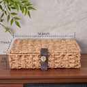 Decorative Box with Lid, Wicker Storage Basket, Water Hyacinth Woven Decorative box for Shelf, Coffee Table, Console Table, Home Decor (Large)