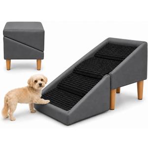 Dog Ramp Ottoman, Foldable Dog Stairs for Couch, Small Dogs
