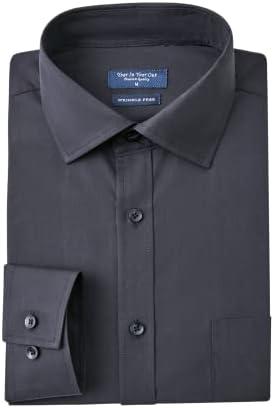 Year In Year Out Wrinkle Free Dress Shirt for Men Regular Fit Long Sleeve Wrinkle Resistant Shirt M