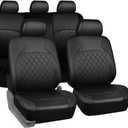 BELOMI Full Set Car Seat Covers, Premium Waterproof PU Leather Cushion Protectors, Split Front and Rear Bench Seat, Breathable Auto Accessories, Universal Fit for Vehicles (Black)