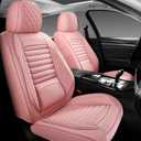 Front Car Seat Covers, Universal Leather Seat Covers with Headrest Pillows for Most Cars SUVs Pickup Trucks, Full Coverage Car Seat Protectors, 2 Seats Car Seat Cushion Pink (Front Pair-2 Seats)