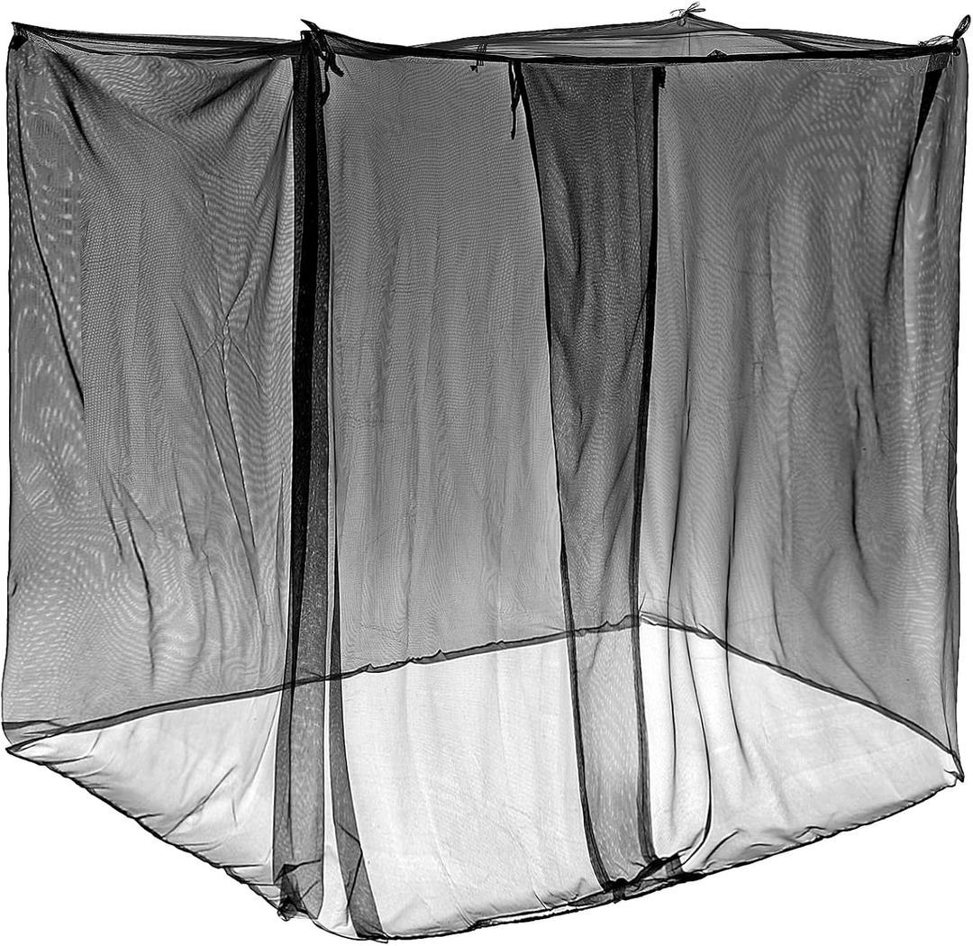 Mindsoft 4 Corners Mosquito Net for Mosquiteros para Camas Bed Canopies Netting Bed Drapes Rectangular Mosquito Mesh for Camping Home Outdoor Travel(Black,L75 X W60 X H67 Inch,1 Opening)