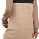 WIHOLL Womens Long Sleeve Dress Loose Fit Casual Crewneck Flowy Mini Dresses with Pockets Fall Fashion (M)