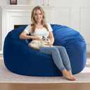 ZurNesfure Bean Bag Chairs for Adults 4FT Large Bean Bag Chair Memory Foam Filled Lazy Sofa with Removable Washable Cover Beanbag for Living Room Bedroom Dorm (Blue, Large)