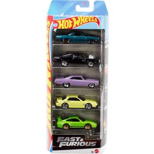 Hot Wheels Fast & Furious Toy Cars, Set of 5 1:64 Scale Die-Cast Vehicles Inspired by & Seen in The Fast Movies