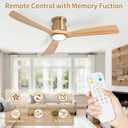 Wood Ceiling Fan with Light and Remote,52inch,Gold Finish