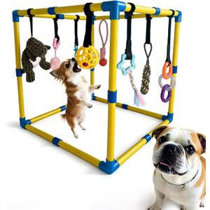 Puppy Play Gym, Puppy Enrichment Toys to Keep Them Busy, 9 Detachable/Replaceable Hanging Puppy Toys, Dog Toys for Fun & Exercise