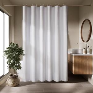 Linen White Boho Shower Curtain 72x72 Waterproof Bathroom Curtain,Adjustable Height Bath Curtain with Weighte Hem,Natural Cloth Fabric Washable Shower Curtains for Home and Hotel.