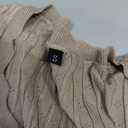 Beige Rib-Knit Cropped Tie-Front Cardigan with Long Sleeves S