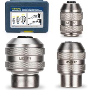 3 Piece Tap Socket Set for Ratchet Wrench - 1/4" 3/8" 1/2" Drive, Fits Taps, Reamers, Extractors with Square Shank (M3-M19),Cr-Mo Steel