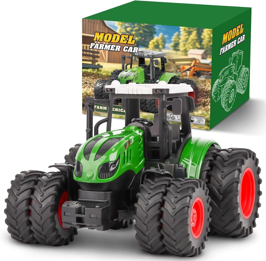 Farm Tractor Toys for Kids 3-5, 1/24 Scale Farm Monster Trucks Toy 8 Wheels Kids Truck Tractor for Boys 3, 4, 5, 6, 7 Year Old Christmas, Birthday Gifts for Kid