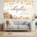 6x3.6ft Fall Book Themed Baby Shower Backdrop A New Chapter Will Soon Begin Decor Friendsgiving Maple Leaves Pumpkin Party Photo Studio Booth Background