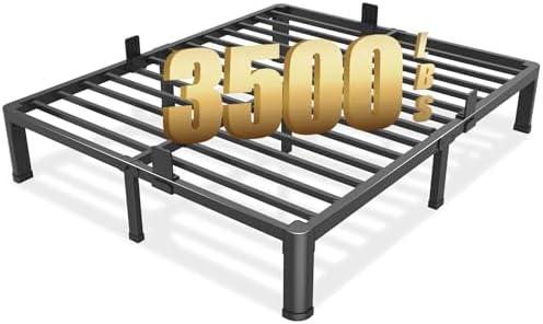 FUIOBYVV 10 Inch Full Bed Frame with Round Corner Edge Legs 3500 lbs Metal Heavy Duty Steel Slats Support No Box Spring Needed Platform Noise Free Easy Assembly