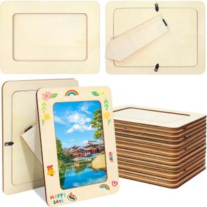 VOKOY 25 Pack Wooden Picture Frames for Crafts, 4" x 6" Photos DIY Wood Frames for Crafting,Unfinished Standing Photo Frames,DIY Frame Crafts Wood Decorate for Mother's Day Birthday Party Gifts