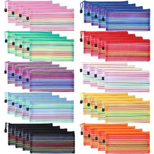40 Pack 10 Colors Mesh Zipper Pouch Bags, Small Pouch Pencil Pouch Bulk, Cosmetics Makeup Bags Accessories Storage Bag, Home Organizing Office School Classroom Supplies