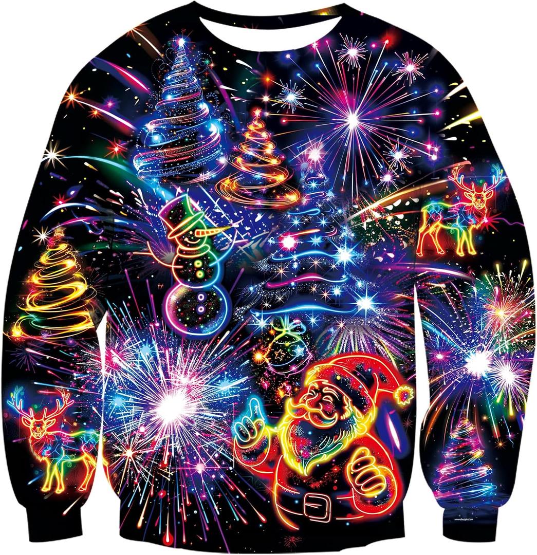 RAISEVERN Christmas Sweatshirt for Men Women Funny Pullover Xmas Top, X-Large