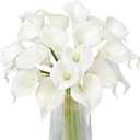 Letjolt White Calla Lily 20Pcs Artificial Flowers Bouquet for Wedding Bride Shower Blessing Gift Home Decoration Faux Calla Lilies Flower, 20 Pieces
