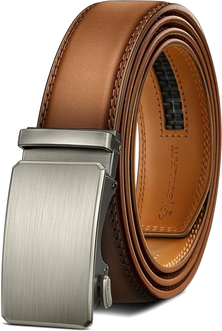 BULLIANT Men's Belt,Brand Ratchet Belt Of Genuine Leather For Gift Men Dress,Size Customized(orange brown,34"-40" Waist Adjustable)