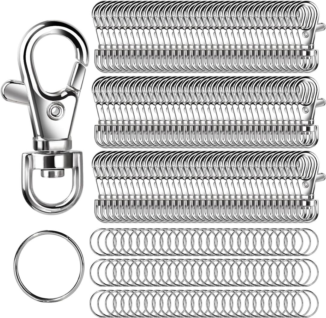 LEOBRO 240PCS Lobster Claw Clasps and Key Rings, Keychain Making Kit, 120PCS Keychain Clips and 120PCS Key Chain Ring, for Keychains, Lanyard, Jewelry Making, Art Crafts, Silver