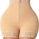 FeelinGirl Body Shaper for Women Butt Lifting Shapewear Tummy Control Panties with Hook Zipper Closure (Large, Saddle Brown)