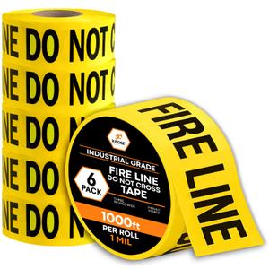 Xpose Safety Yellow Fire Line Do Not Cross Tape – (6 Rolls) | 3" x 1000' High-Visibility Barricade Tape for Construction Sites, Hazards, Crime Scenes