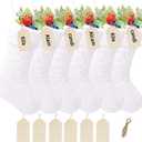 6 Pack White Christmas Stockings,20 Inch Snowy White Faux Fur Stockings Christmas,Xmas Stockings Hanging Stocking Christmas Decorations
