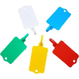 100pcs Reusable Blank Plastic Tags Ties Key Tags 1.45"*2.48" Serrated Tension Sealing Strap with Large Label Plastic Tie Mark Label Waterproof Hang Sign Write on Tag (5 Colors Mixed, 100pcs)