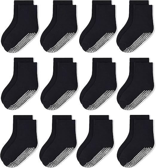 HYCLES Toddler Grip Socks, Non Slip Kid Socks Floor Skid Sock with Gripper for Boy Girl 6-12 Months Baby