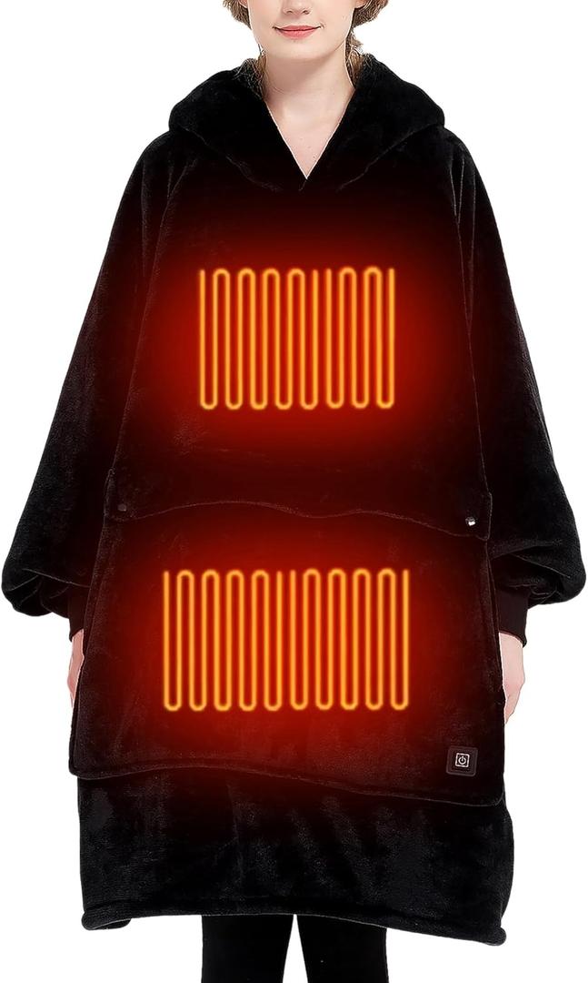 KFUBUO Heated Electric Wearable Blanket Throw Battery Operated Portable USB Cordless Outdoor Hoodie Sweatshirt