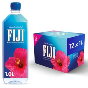 FIJI Natural Artesian Bottled Water, 1 Liter / 33.8 Fl Oz (Pack of 12) (BBD 02/01/28)