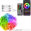 RUISHINE Battery Powered LED Strip Lights 25 ft, Color Changing Music Sync App Remote Control RGB USB Lights for Bedroom, TV, Room (25ft)
