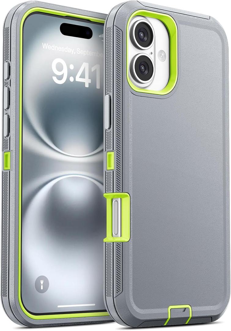 Jelanry Case for iPhone 16 5G 6.1-inch, Heavy Duty Rugged & Dual-Layer Protection [Shockproof Drop proof] with Port Anti-dust Scratch Matte Back Cover Armor Phone Cases for Apple iPhone 16 2024, Grey