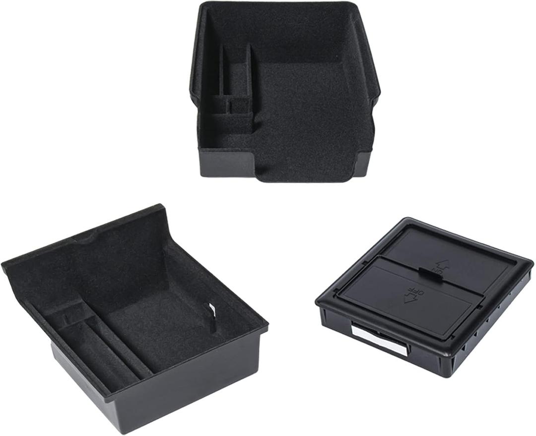 Carwiner 3PC Center Console Organizer Tray for 2021-2022 2023 Tesla Model 3 and 2021-2024 Model Y Flocked Armrest Drawer Storage Box Interior Accessories