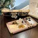 Cute Compatible with iPhone 17 Pro Max Case with Luxury Bling Glitter Butterfly Foldable Stand Kickstand,Girly Soft PC Mirror Designer Bumper Protective Cover for Women & Girls(Pink)
