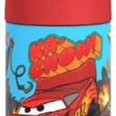 THERMOS FUNTAINER Water Bottle with Straw - 12 Ounce - Kids Stainless Steel Vacuum Insulated Water Bottle with Lid, Cars