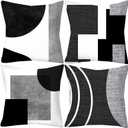 Black and White Grey Throw Pillow Covers 18x18 inch Set of 4 Geometric Pillow Cases Abstract Decorative Cushion Covers for Sofa Couch