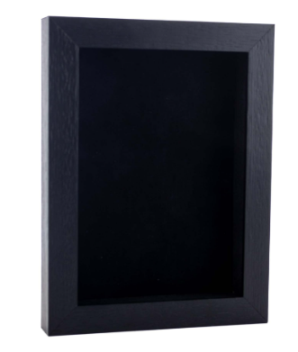 6x8 Shadow Box Frame Barnwood Black Wood | with a 1" Usable Display Depth | Includes a Dark Grey Real Suede Texture Acid-Free Backing Board, UV Resistant Acrylic, and Hanging Hardware