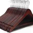 JS HANGER Wooden Coat Hangers, 20 Pack High Grade 17.5 Inch Wood Suit Hangers with Non Slip Pant Bar - Extra Smooth and Splinter Free Walnut Finish Wooden Suit Hangers for Closet Organization