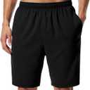 Men's Athletic Shorts 9'' Quick Dry Workout Running Shorts Lightweight Sports Gym Basketball Shorts with Pockets (Black)