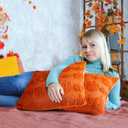 2 Pcs Fall Pumpkin Throw Pillow Covers 18x18 Inch Autumn Quilted Pillowcase Plush Faux Fur Cushion Cover for Fall Chair Sofa Bedroom Living Room Home Decor(Orange)