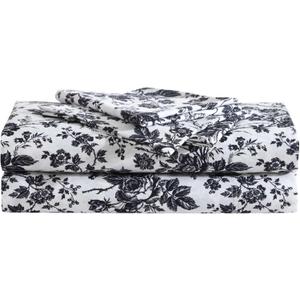 Betsey Johnson - Full Size Sheet Set, Ultra-Soft Bedding with Smooth & Silky Feel, Deep Pockets, Bed Sheets with Matching Fitted Sheet & Pillowcases (Betseys Toile Black)