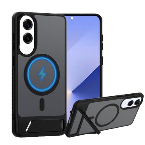 MSOTES for Galaxy S25 Edge Case Compatible with MagSafe, Built-in Vertical & Horizontal Kickstand, Liquid Silicone Bumper Strong Magnetic Phone Case with Stand for Samsung Galaxy S25 Edge (Black)