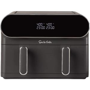 Sur La Table 11-Quart Digital Double Basket Air Fryer - 1700W Dual Zone with Touchscreen Display, Sync Cook & Separate Settings, Includes Crisper Tray & Separator, Safe Kitchen Appliance for Food Prep