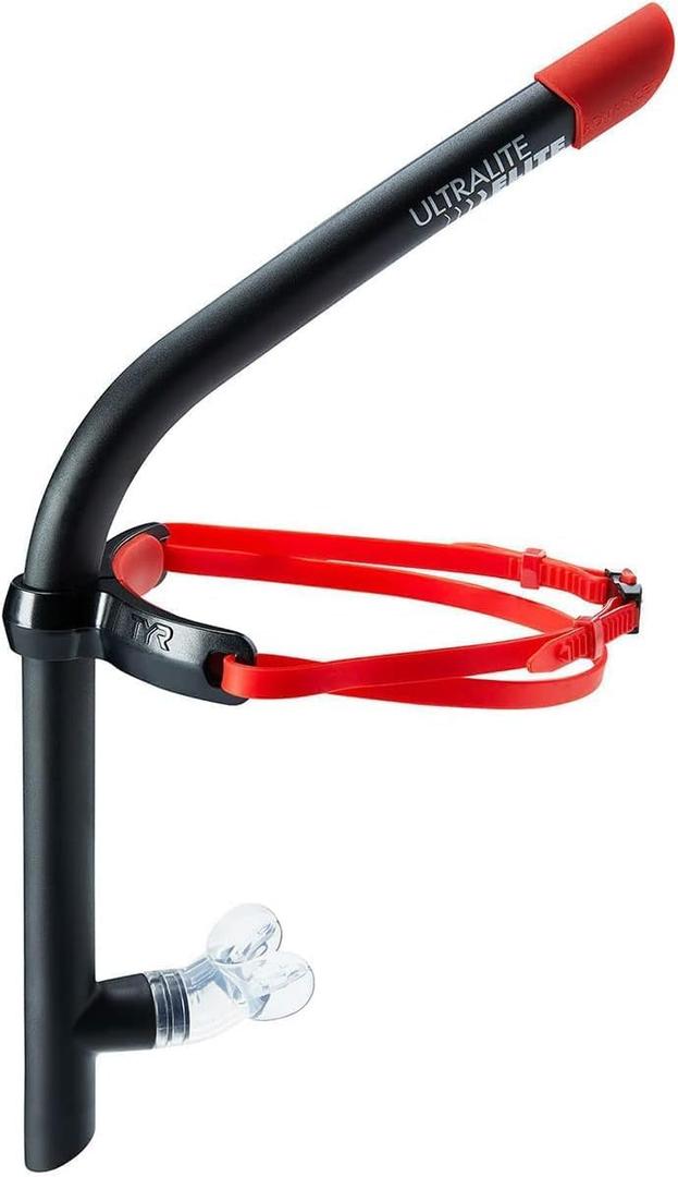 TYR Ultralite Elite Swim Snorkel - Adult Snorkeling Gear for Swimming Training - Ultra-Lightweight and Comfortable for Body Alignment Exercises (Black)