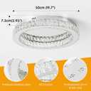 19.7" Modern Crystal LED Ceiling Light, Large Round Crystal Chandeliers Ceiling Lights Fixture, 60W Crystals Flush Mount Lighting Fixtures for Dining Room Living Room Kitchen(6000K), 19.7"-CW