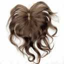 Anemone Curly Wavy Human Hair Toppers Short Clip In Toppers With Side Bangs Hair For Women Hair Bangs Toupee Wiglets Hairpieces for Mild Hair Loss Volume Cover Gray Hair (Brown)